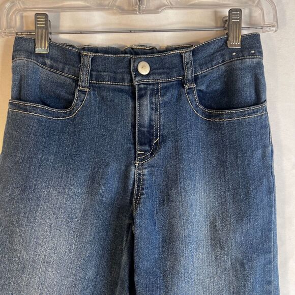 Gymboree Denim Jeans Ribbon Striped Hems Stretchy Waistband GIRLS Size 12 - Picture 3 of 9